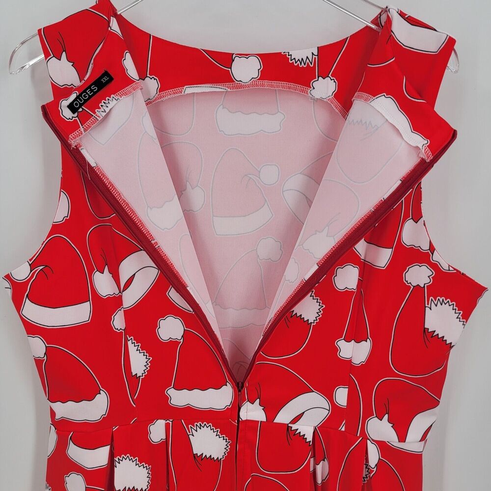 Ouges Santa Hat Print Fit And Flare Sleeveless Ba… - image 7